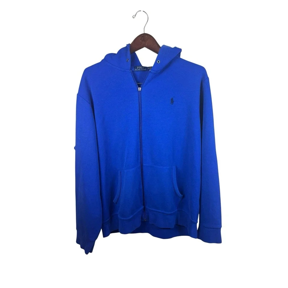 Polo Ralph Lauren Men's Blue Full Zip Hooded Sweatshirt Hoodie Logo XL